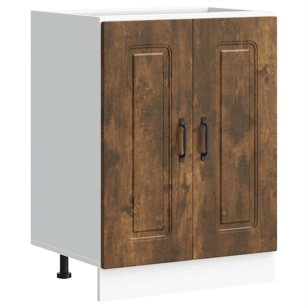 Meuble bas pour évier kalmar chêne fumé bois d'ingénierie