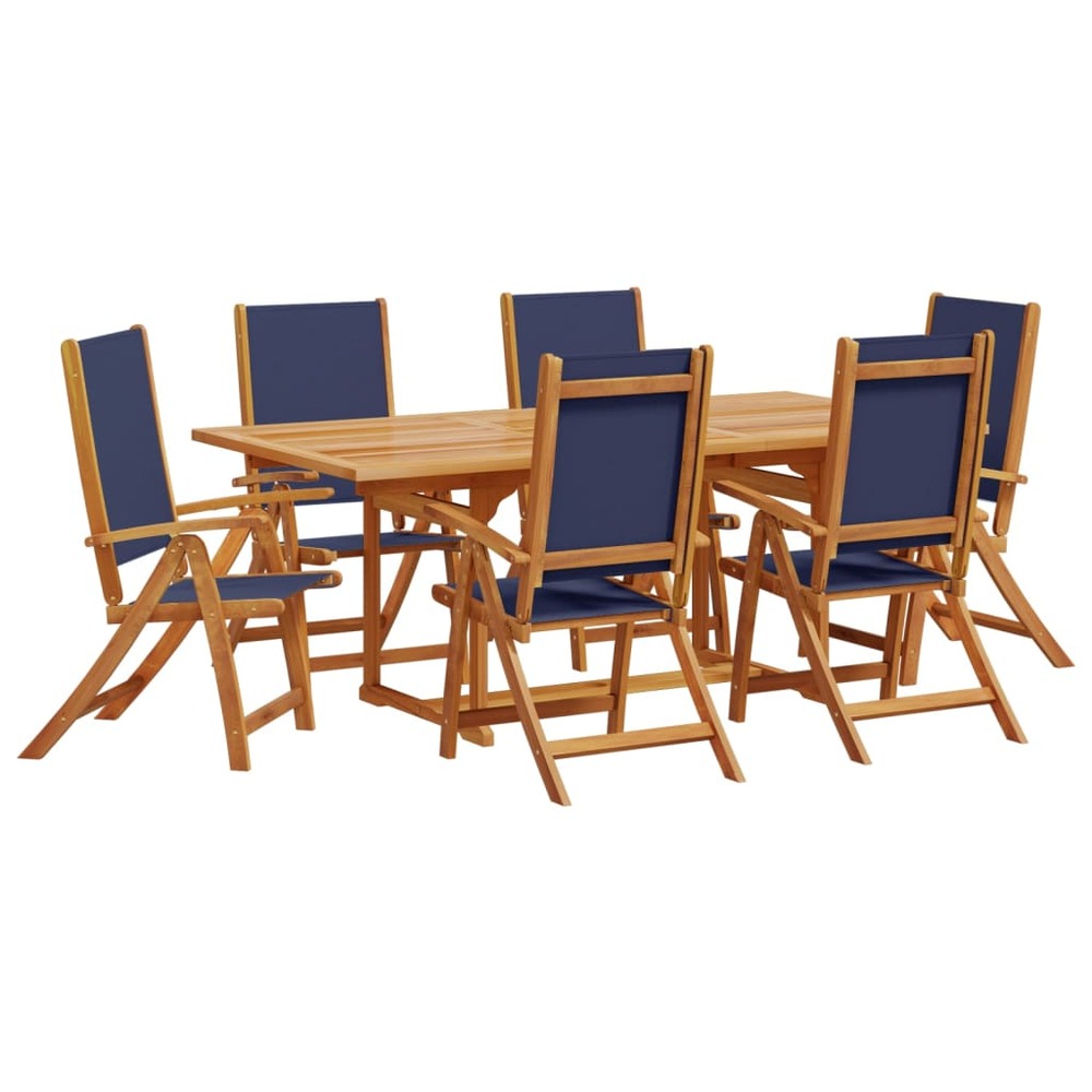Ensemble à manger de jardin 7pcs bois d'acacia solide textilène