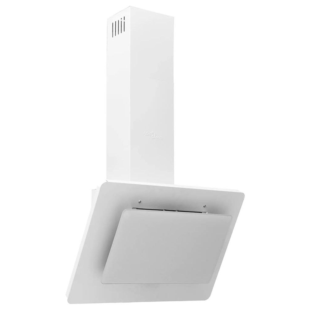 Hotte murale 60 cm acier inoxydable et verre trempé blanc