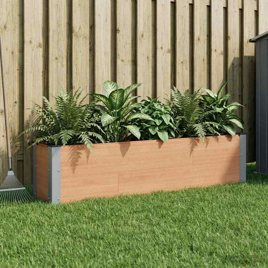 Jardinière surélevée wpc aluminium culture légumes fleurs 150x30x36cm marron