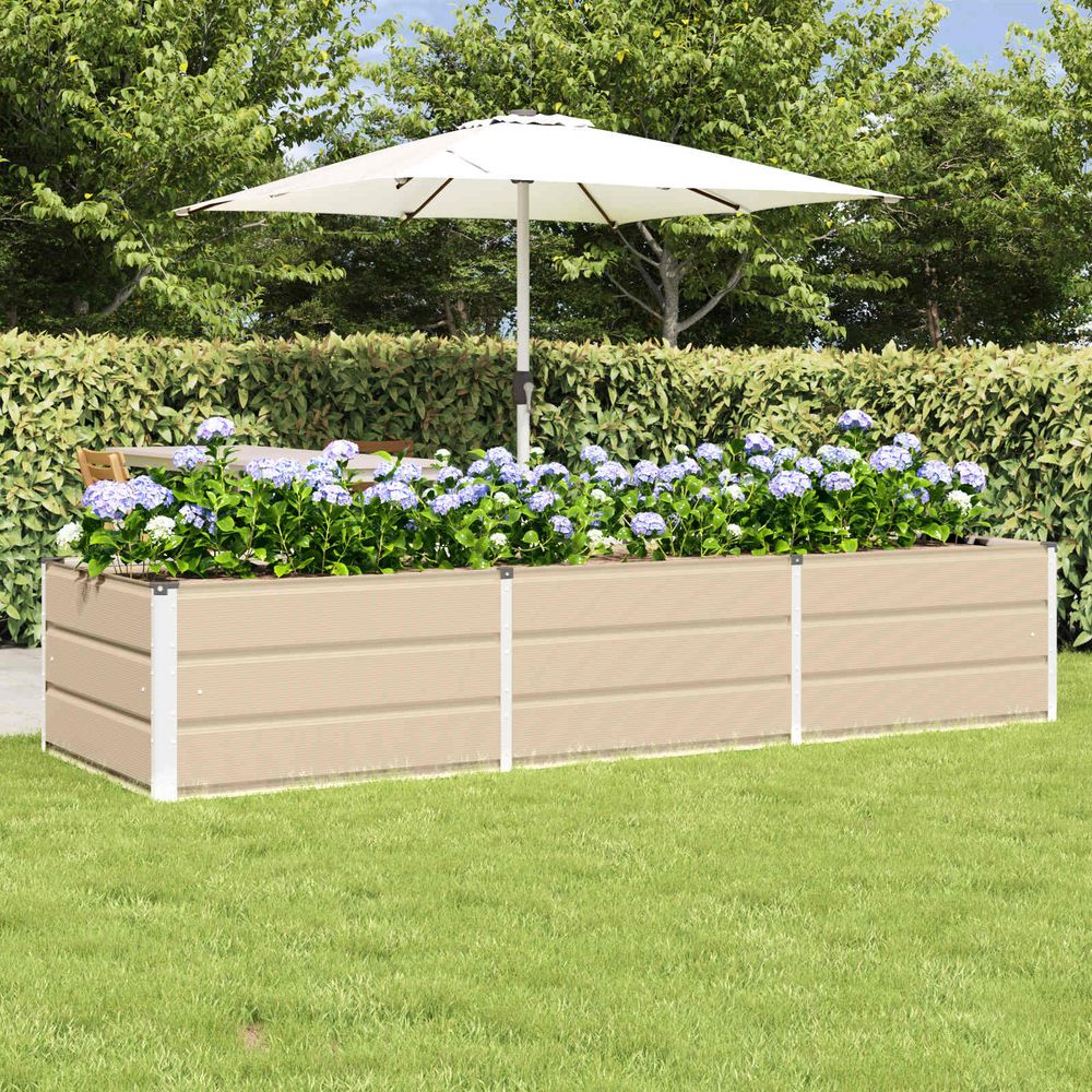 Jardinière xxl acier pour carré potager grand format 240x80x45 cm ivoire