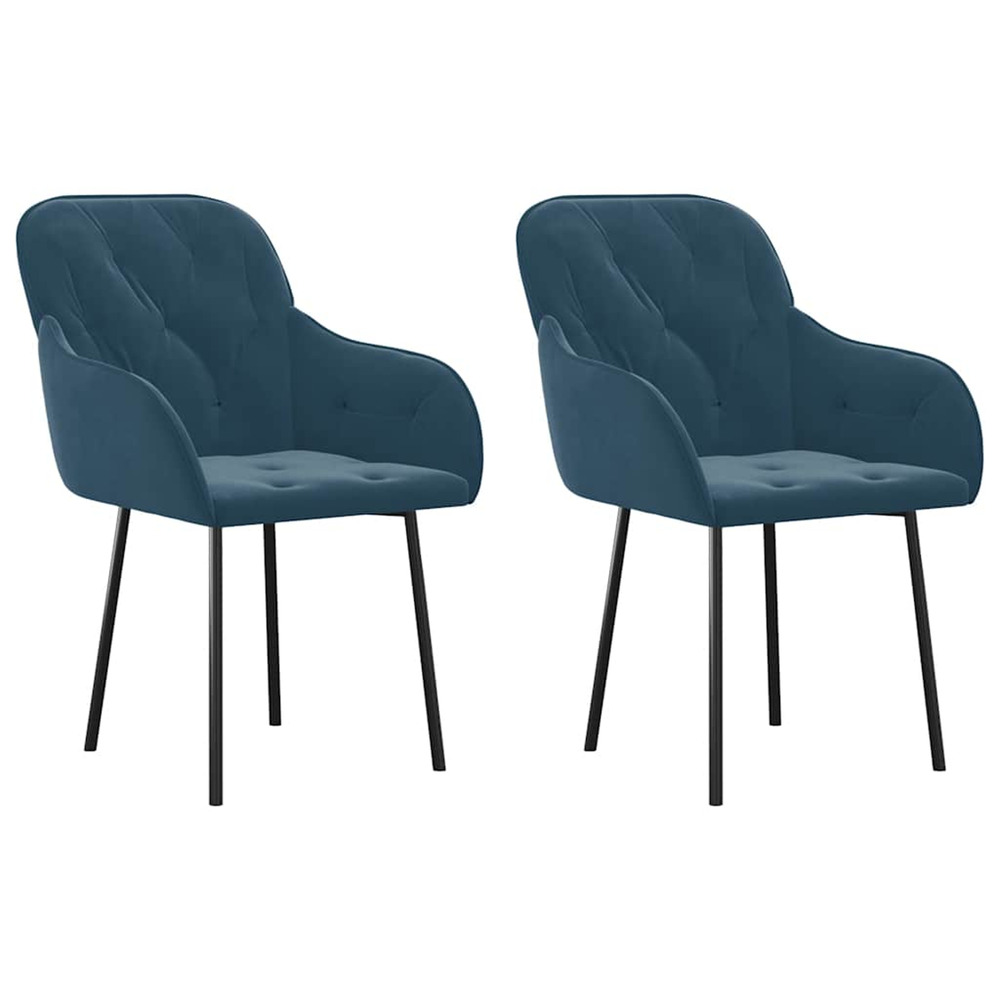 Chaises à manger lot de 2 bleu velours