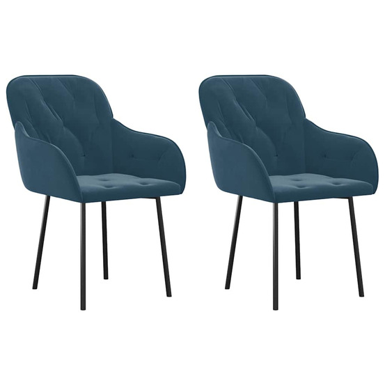 Chaises à manger lot de 2 bleu velours