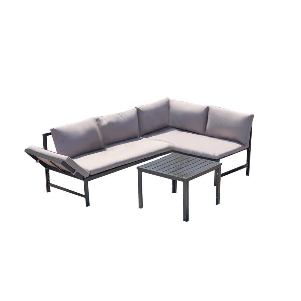 Salon de jardin bas 4 places gris clair katea