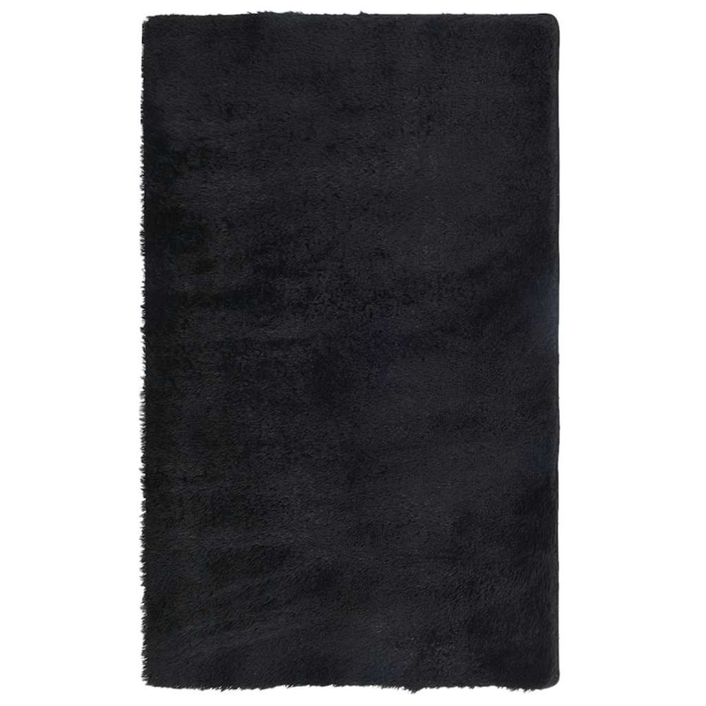Tapis shaggy à poils longs navarra noir 80x150 cm polyester