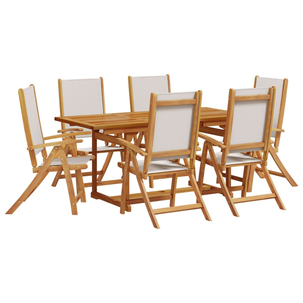 Ensemble à manger de jardin 7pcs bois d'acacia solide textilène