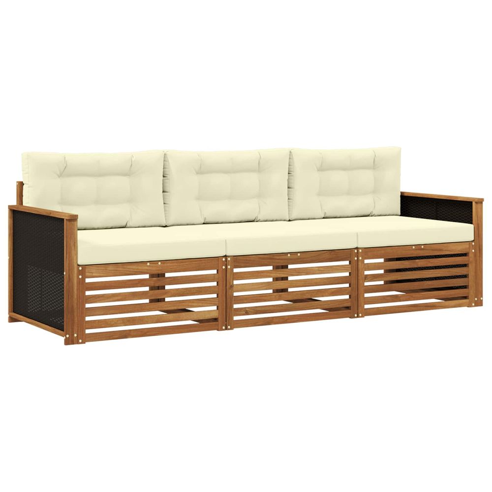 Ensemble de canapés d'extérieur 3 pc naturel et crème polyester
