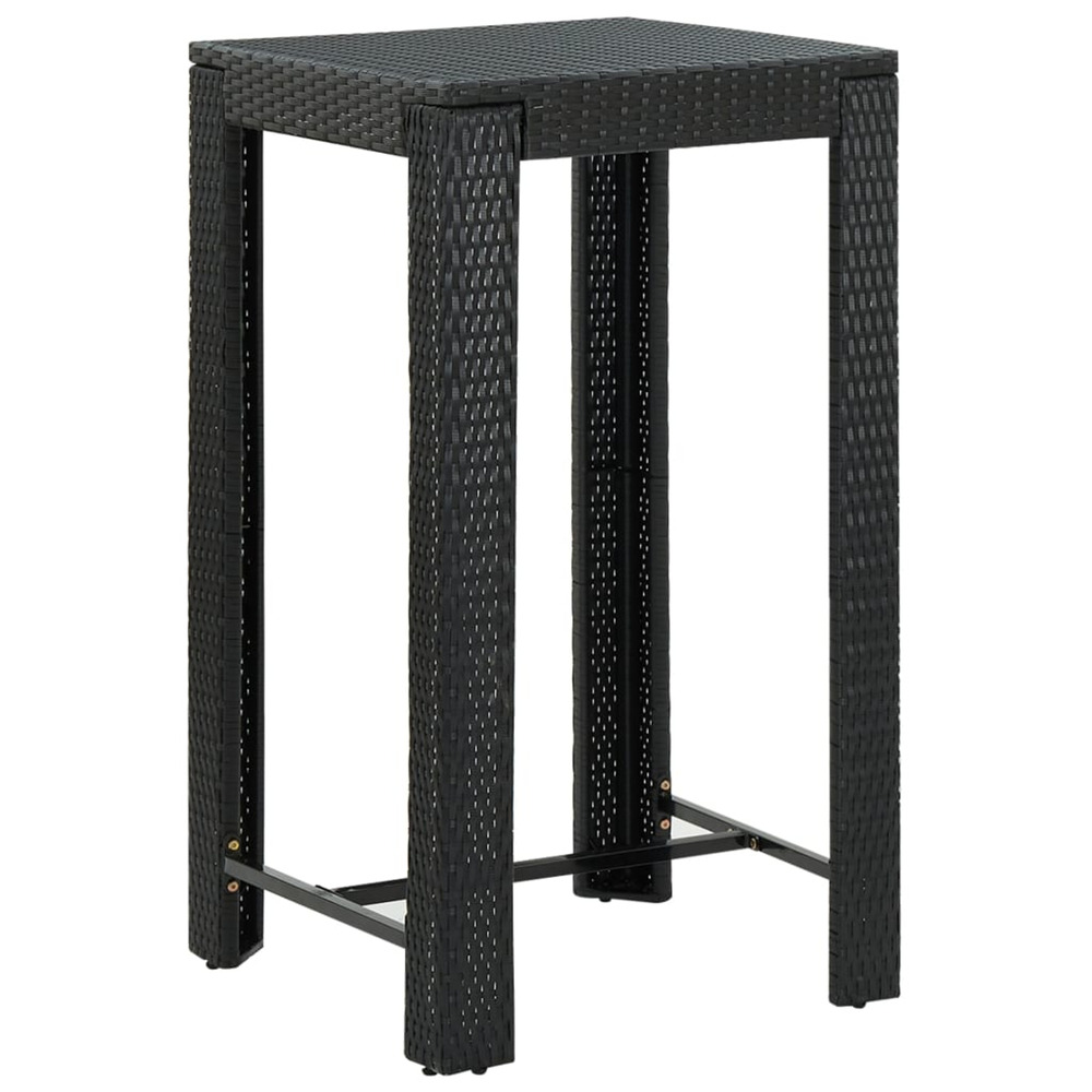 Table de bar de jardin noir 60,5x60,5x110,5 cm résine tressée