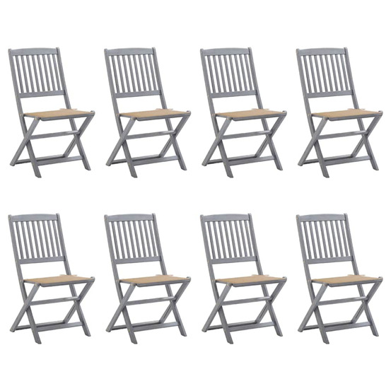 Chaises pliables d'extérieur lot de 8 et coussins bois d'acacia