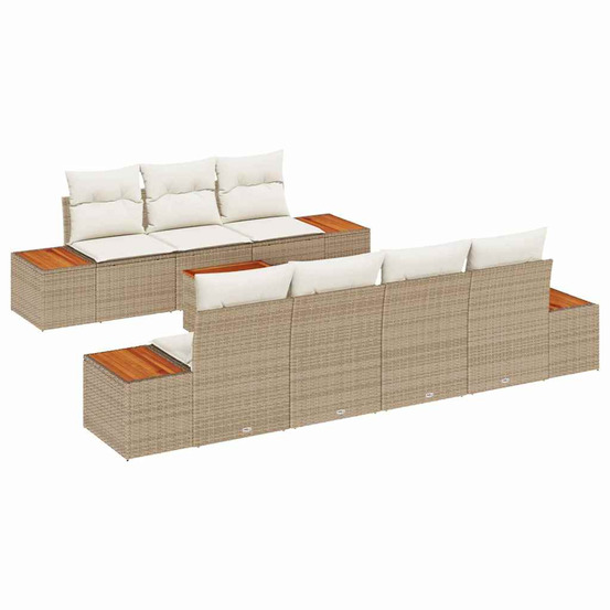 Ensemble de canapé de jardin 8 pcs beige poly rotin