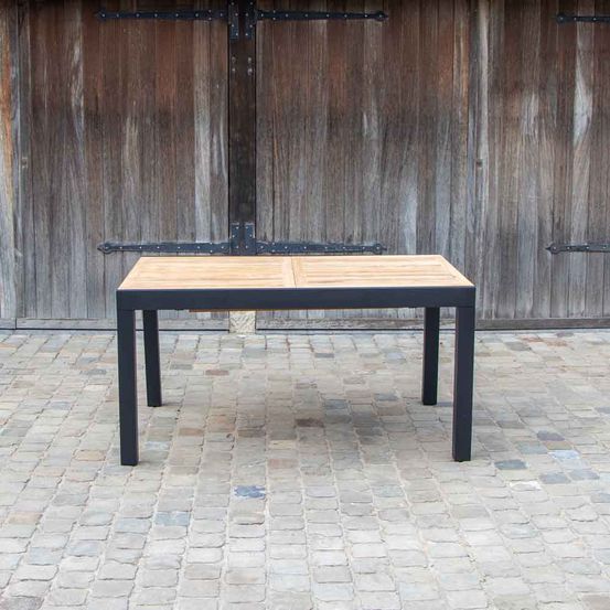Table de jardin aluminium teck noir 6/10p extensible baliteck