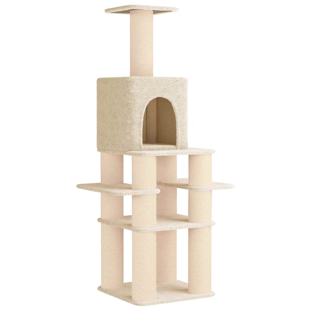 Arbre à chat avec poteaux à griffer en sisal crème 180 cm