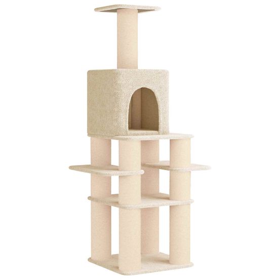 Arbre à chat avec poteaux à griffer en sisal crème 180 cm