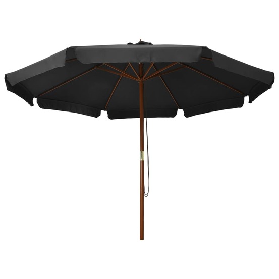 Parasol d'extérieur avec mât en bois 330 cm anthracite