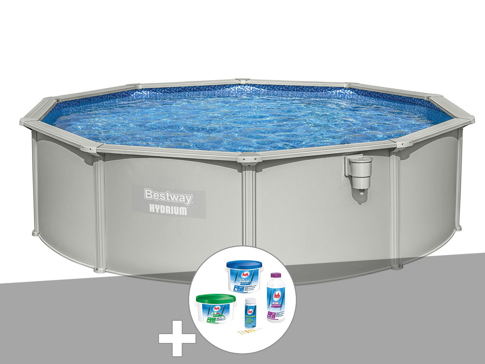 Kit piscine acier ronde hydrium 4,60 x 1,20 cm + kit de traitement au chlore