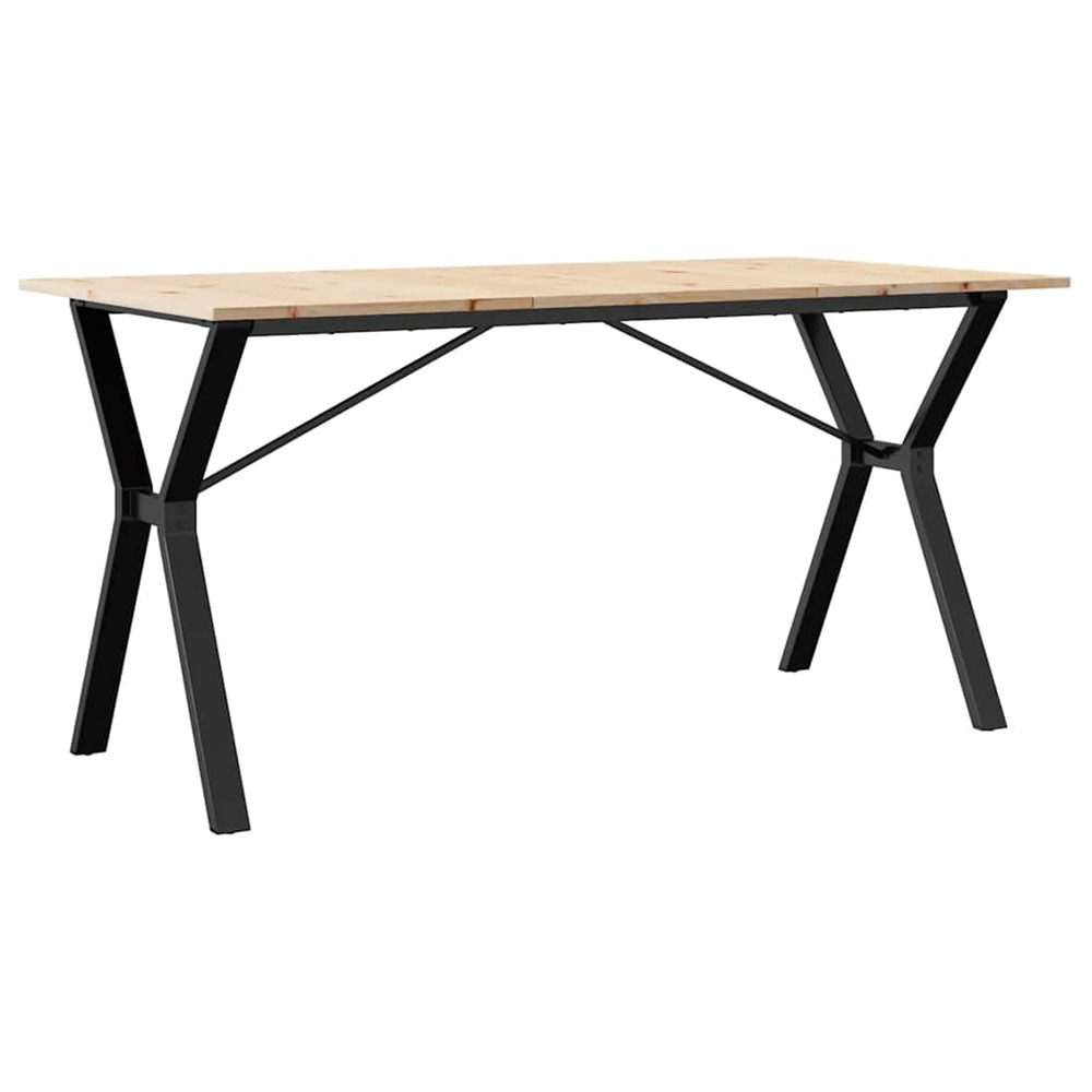 Table à manger cadre en y 140x80x75 cm bois de pin massif acier