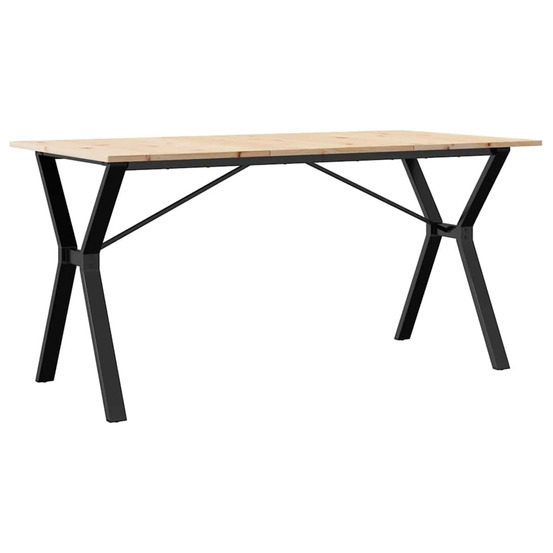 Table à manger cadre en y 140x80x75 cm bois de pin massif acier