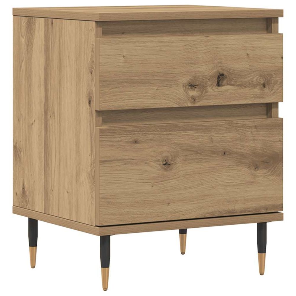 Table de chevet chêne artisanal 40x35x50 cm bois d’ingénierie