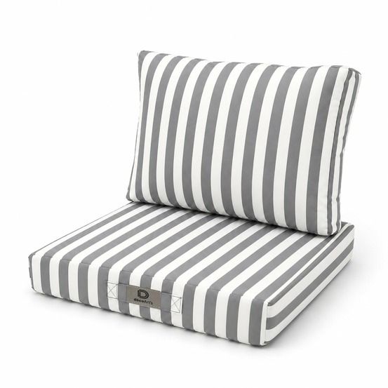 Coussins pour salon de jardin déhoussable 50x50cm rayure gris clair