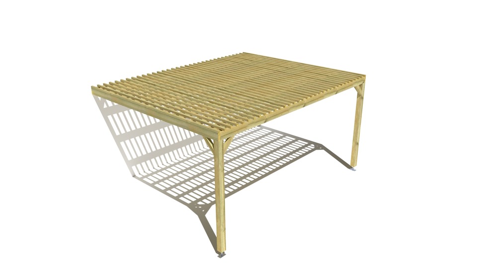 Pergola bois • 5m x 4m • adossée • sens largeur • lattage bois • livraison comprise