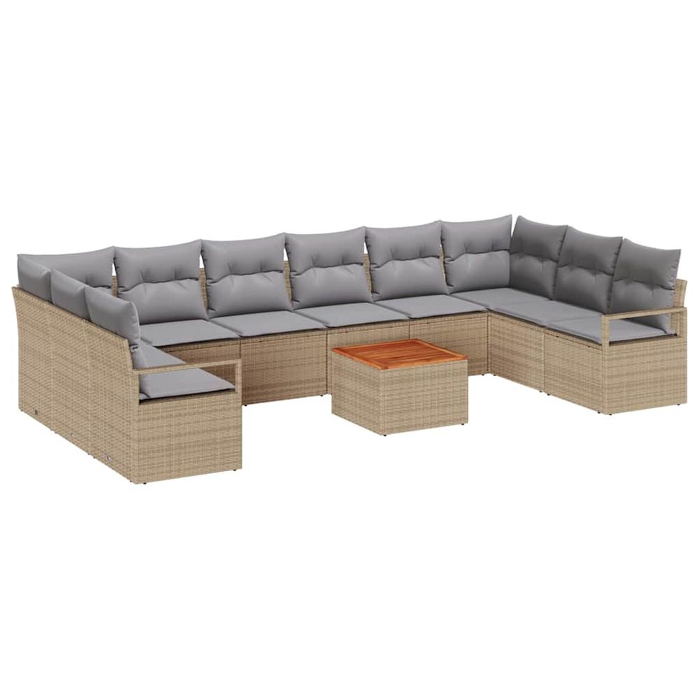 Ensemble de canapé de jardin 11 pc beige polyrotin