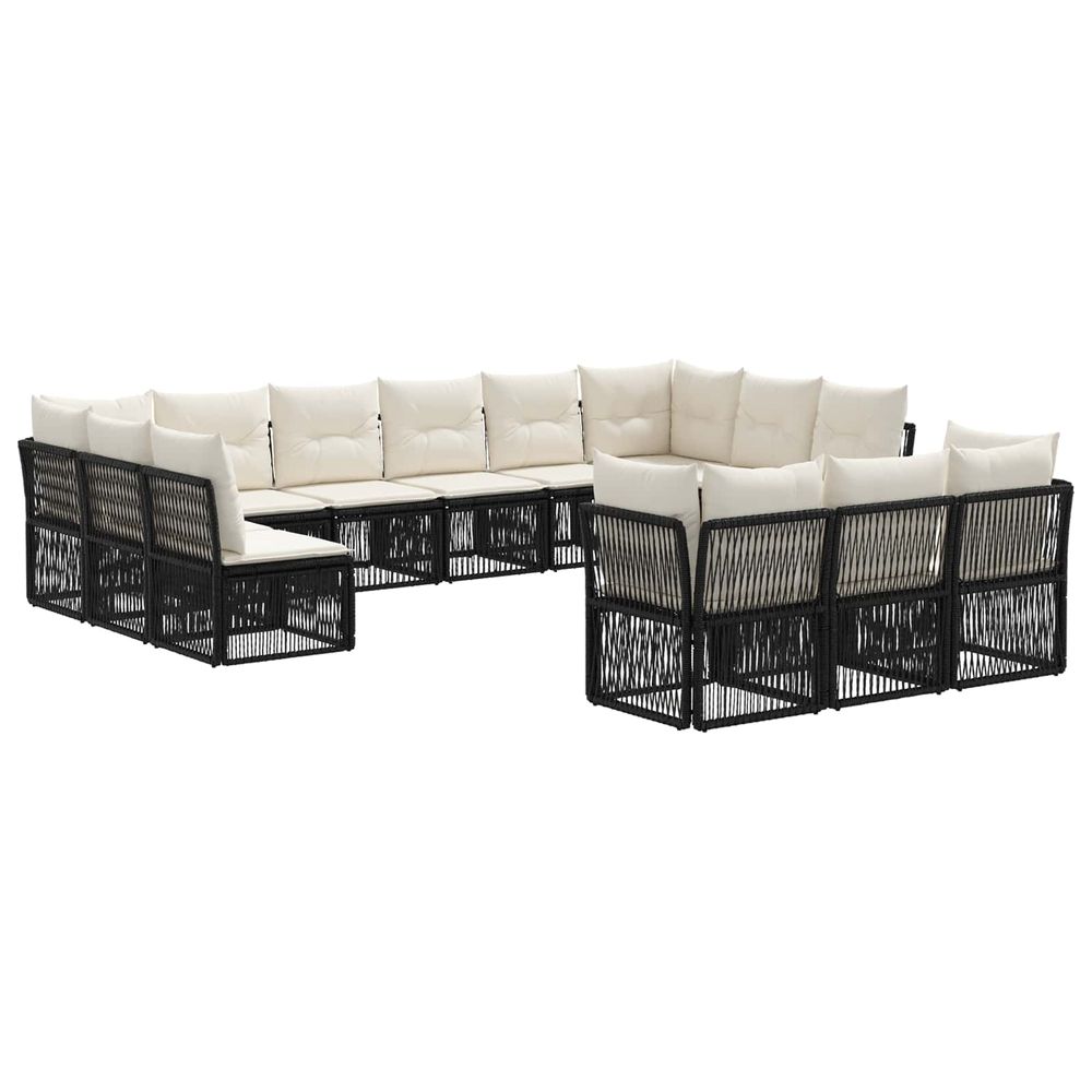 Ensemble de canapé de jardin 13 pc noir polyrotin