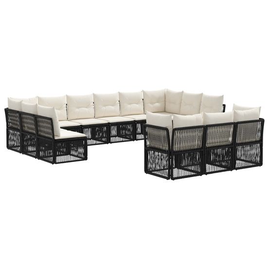 Ensemble de canapé de jardin 13 pc noir polyrotin