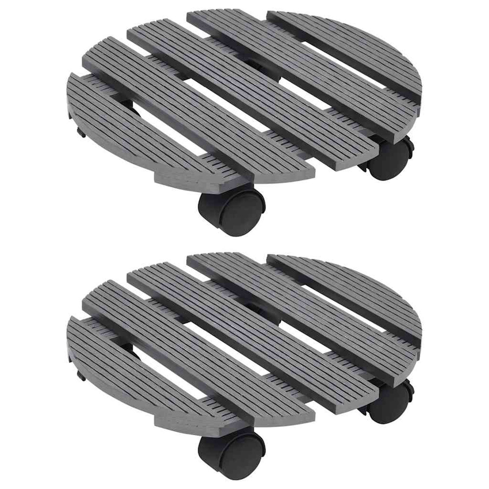 Chariots à plantes 2 pcs gris ø30x7,5 cm wpc