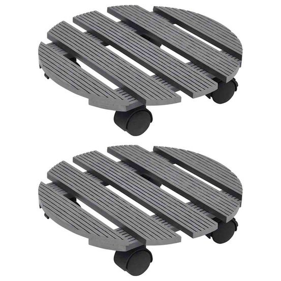 Chariots à plantes 2 pcs gris ø30x7,5 cm wpc