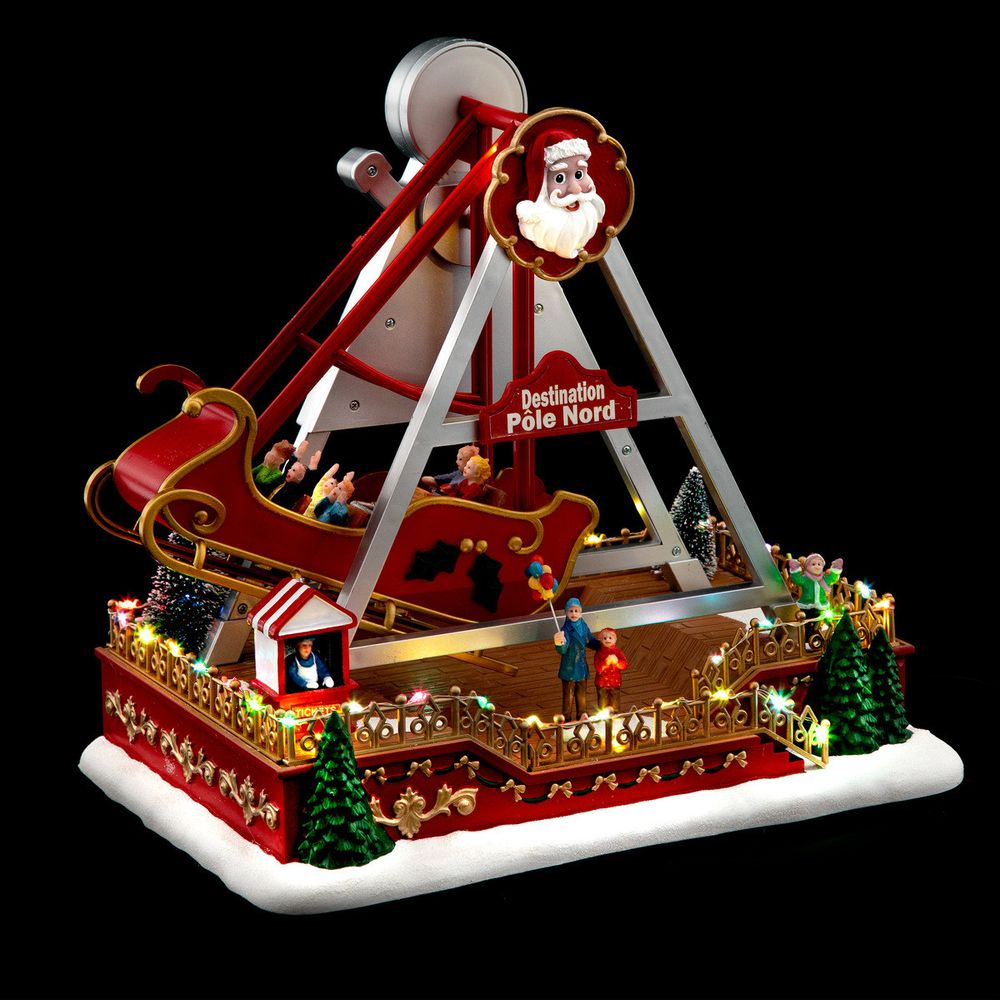 Village de noël lumineux, animé et musical en bateau destination pôle nord