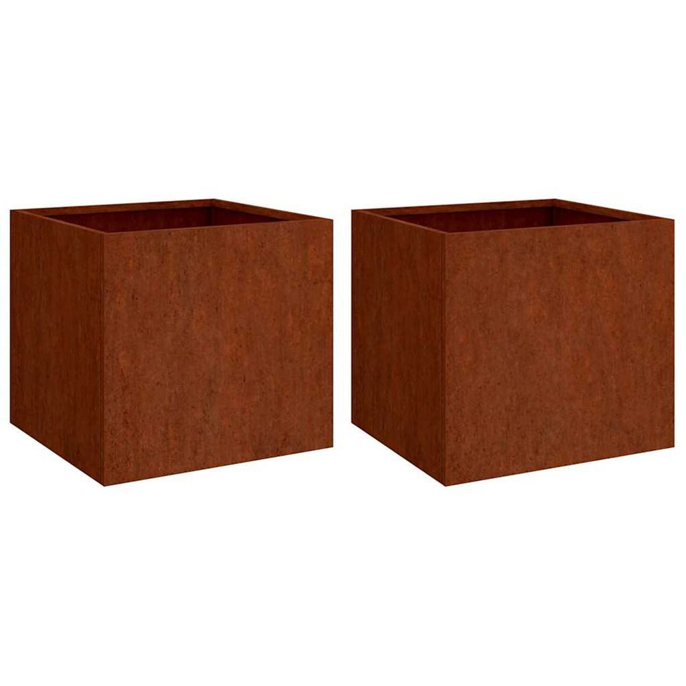 Jardinière d'extérieurs 2 pcs 32x30x29 cm acier corten