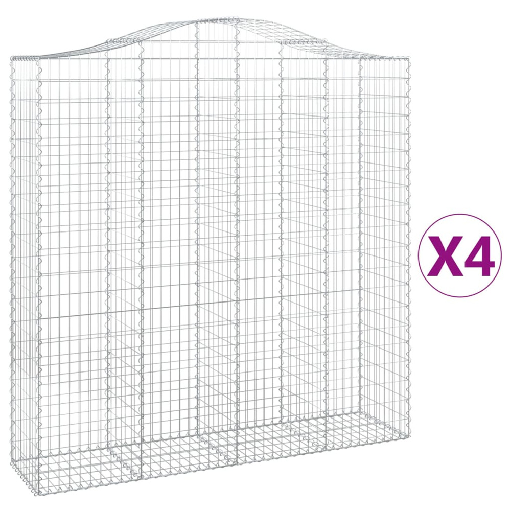 Paniers à gabions arqués 4 pcs 200x50x200/220 cm fer galvanisé
