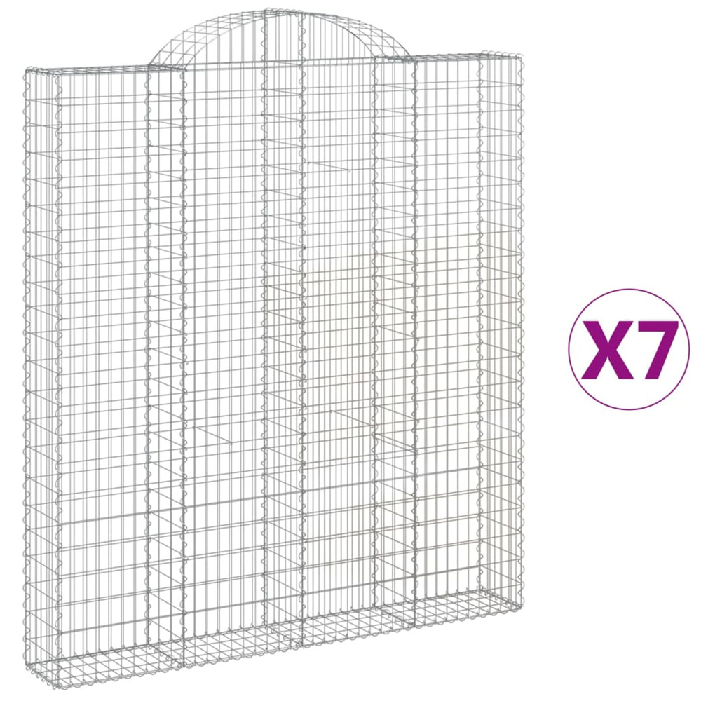 Paniers à gabions arqués 7 pcs 200x30x220/240 cm fer galvanisé