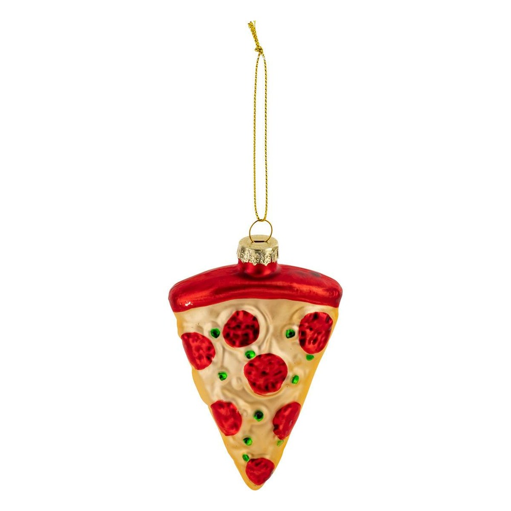 Sujet part de pizza verre h.11cm rouge et or