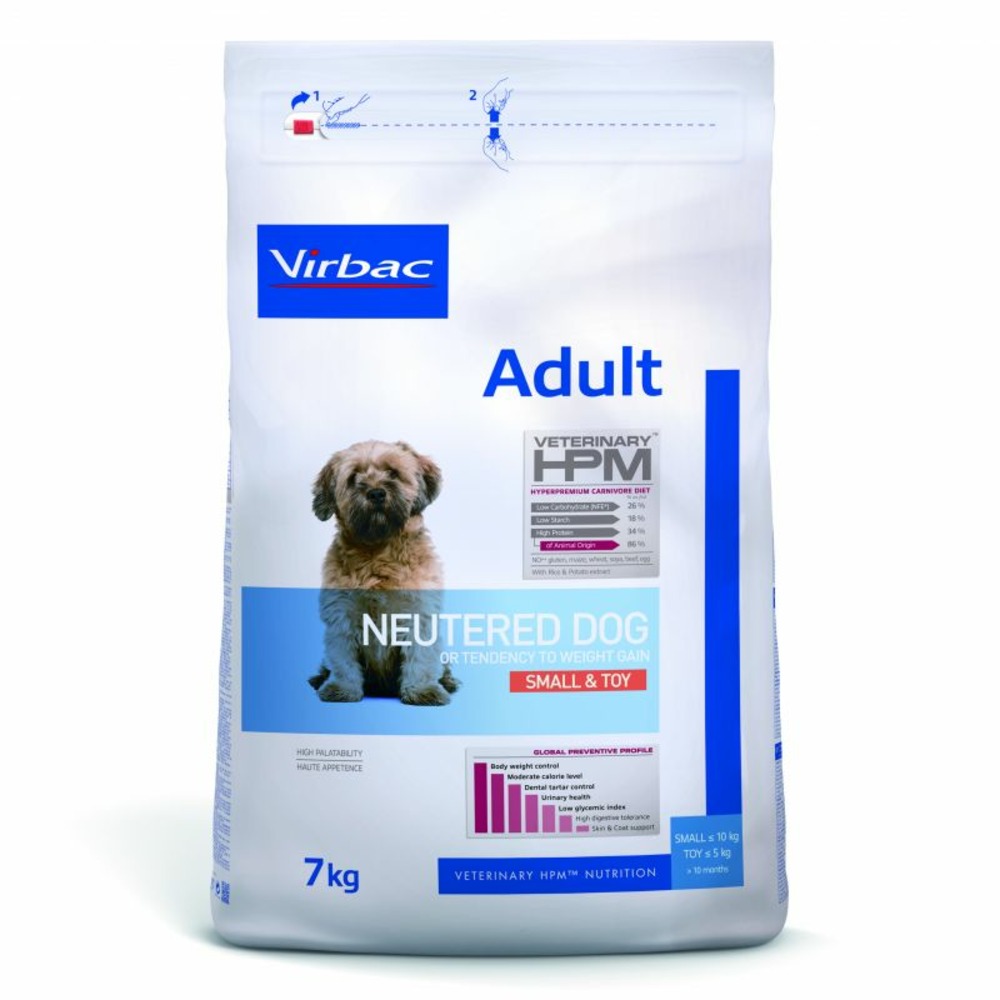Croquettes chien veterinary hpm dog adult neutered small & toys - virbac 3 kg