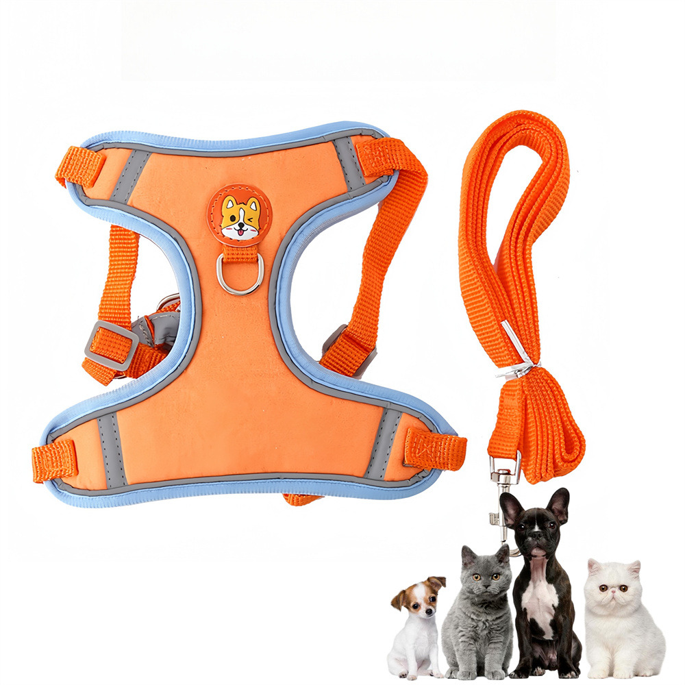 Harnachement en style gilet pour chien orange