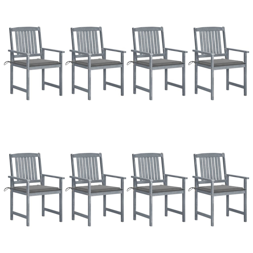 Chaises de jardin et coussins lot de 8 bois acacia solide gris