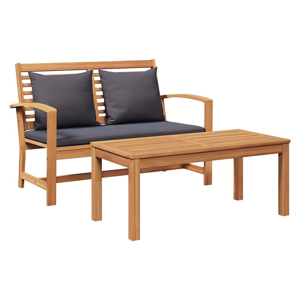 Banc brun et gris foncé 110 x 66 x 76 cm bois de teck massif