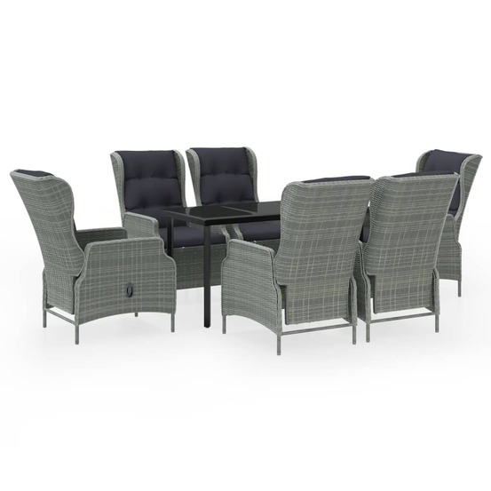 Ensemble à manger de jardin 7 pcs gris clair