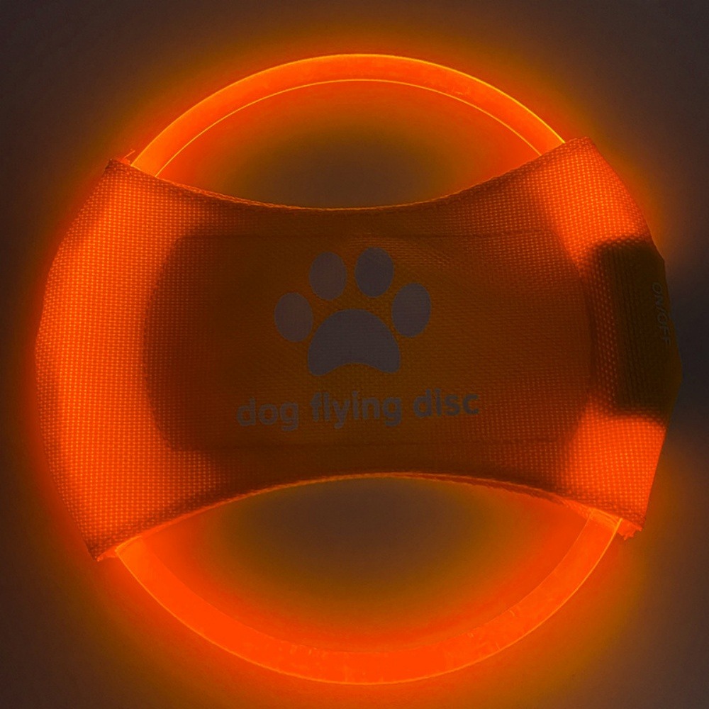 Discovolant lumineux rechargeable avec led pour chien feu orange
