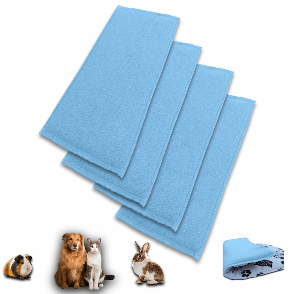 Lot de 4 - tapis pour cochon d'inde et lapin en polaire 120 x 60 cm - polaire absorbant, lavable en machine, economique