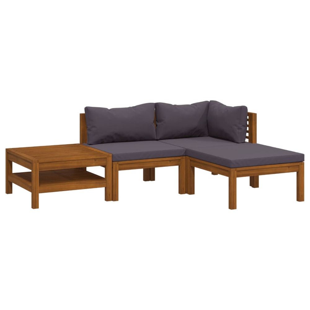 Salon de jardin 4 pcs avec coussin bois d'acacia solide
