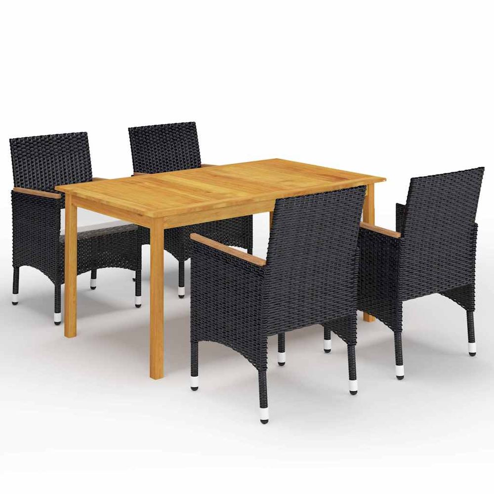 Ensemble à manger de jardin 5 pcs noir