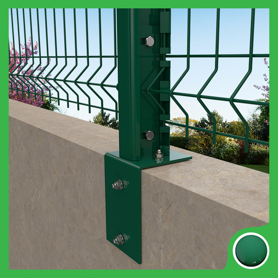 Platine équerre verte pour poteau h de grillage rigide