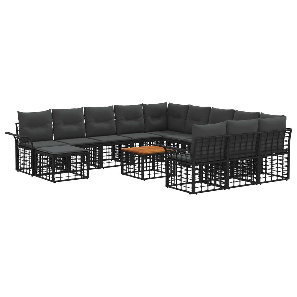 Ensemble de canapé de jardin 13 pcs noir et gris foncé