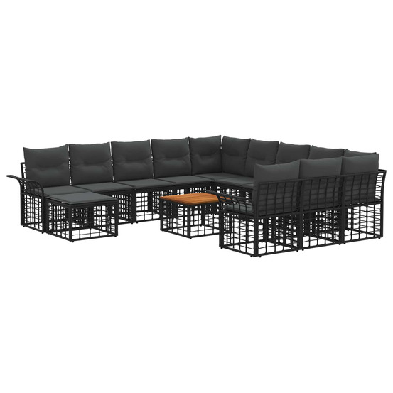 Ensemble de canapé de jardin 13 pcs noir et gris foncé