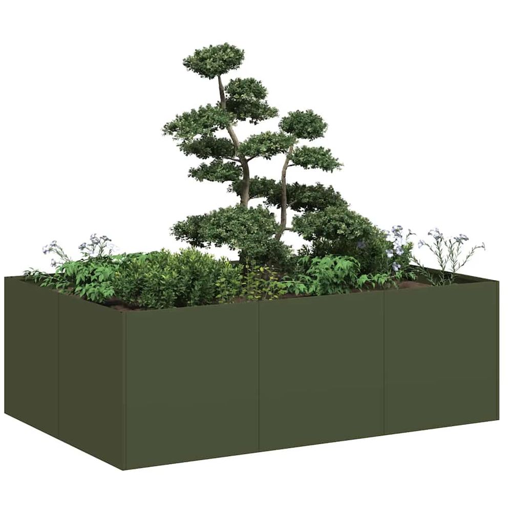 Grande jardinière acier potager surélevé vert olive 120x80 cm