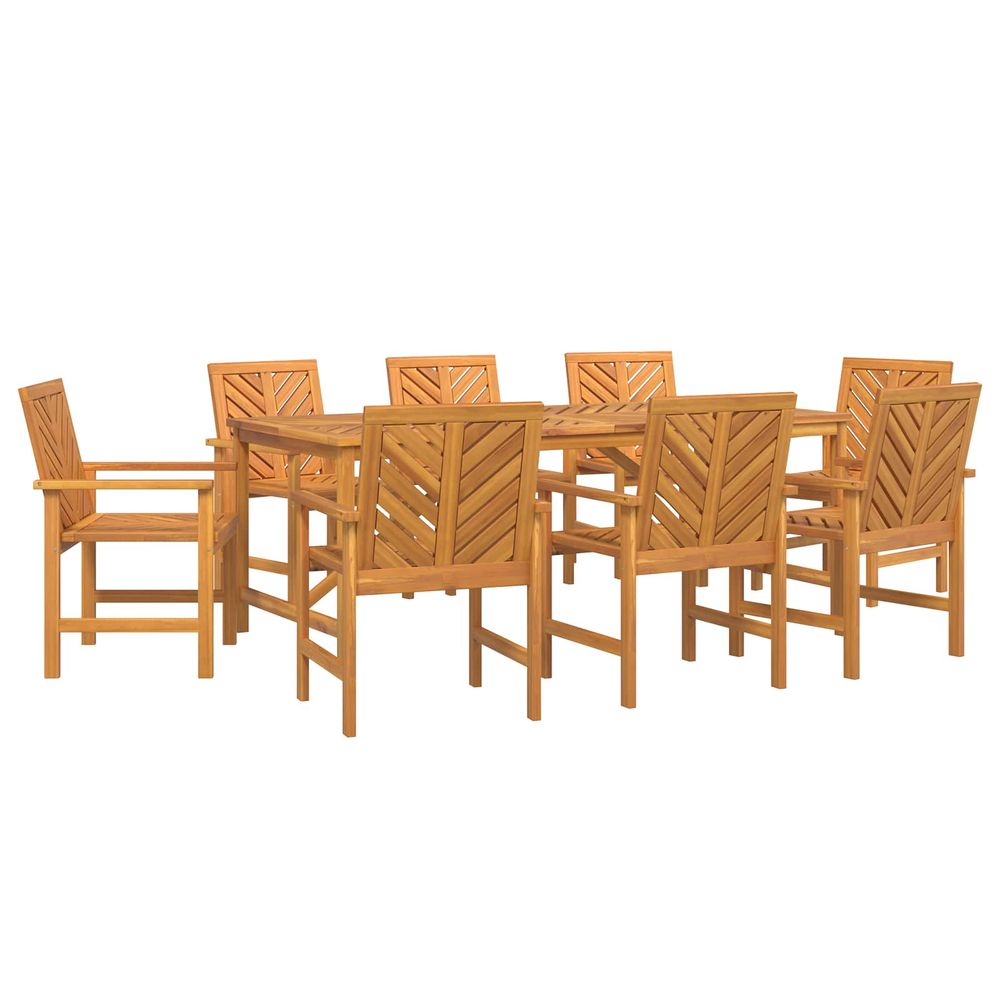 Ensemble de salle à manger pour jardin 9 pc marron