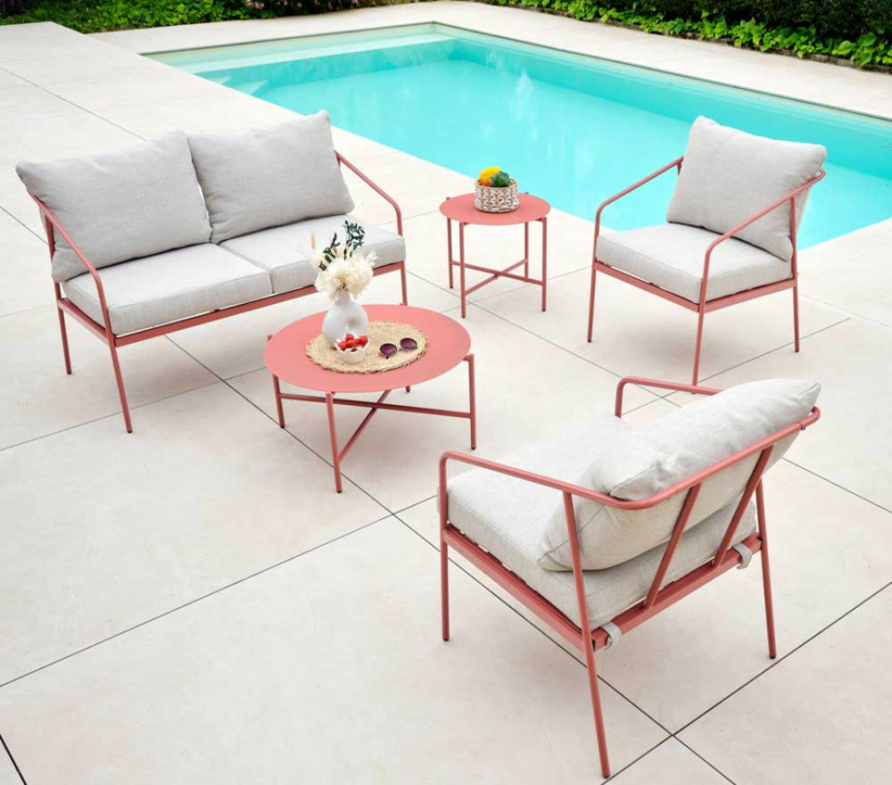 Salon de jardin en acier - 4 places - terracotta - cap ferret