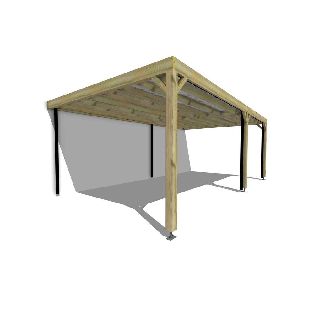 Carport bois • 7m x 4m • adossée • sens largeur • livraison comprise